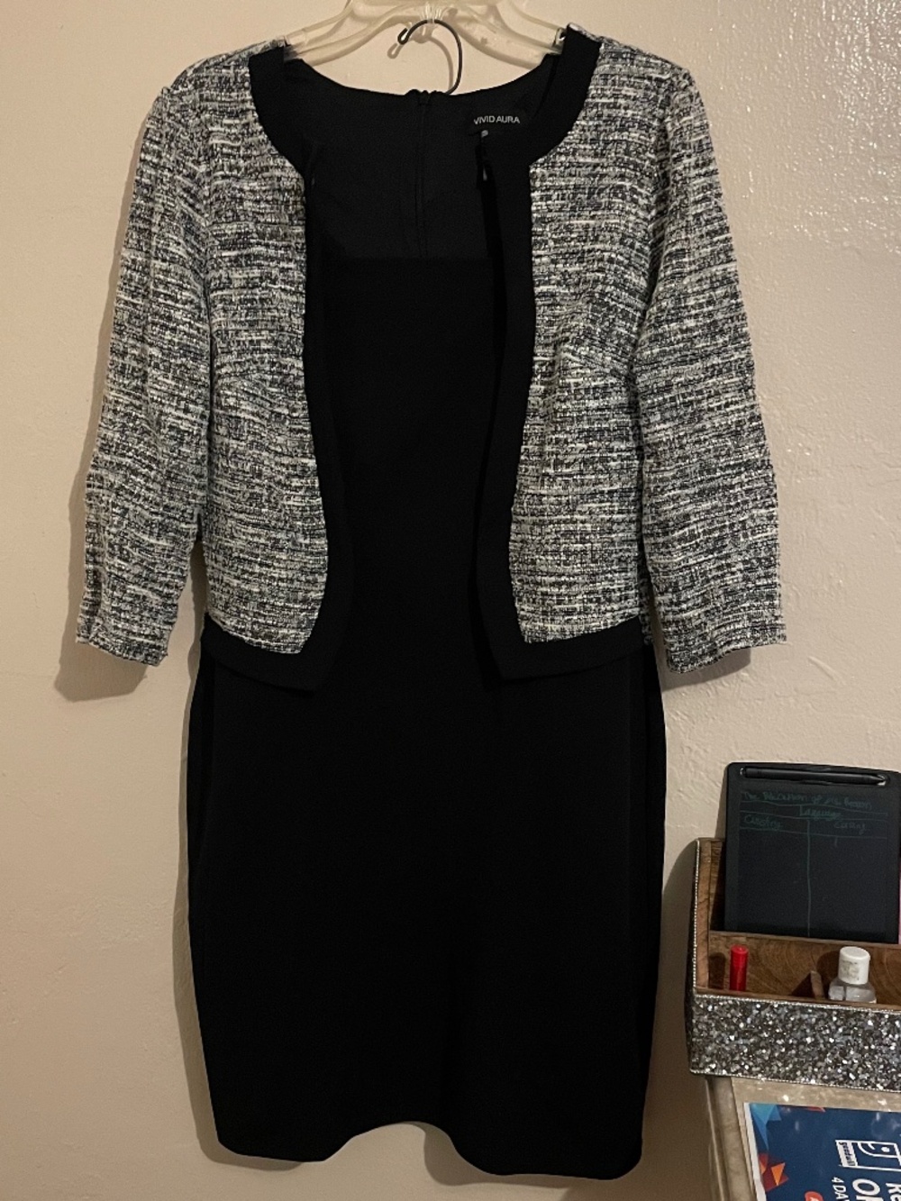 Accepting Offers! Mini Dress with Tweed Sleeves